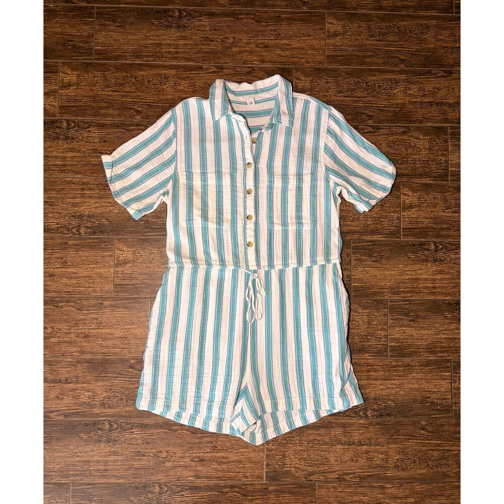 Old Navy Striped Cotton Button-Front Romper - M